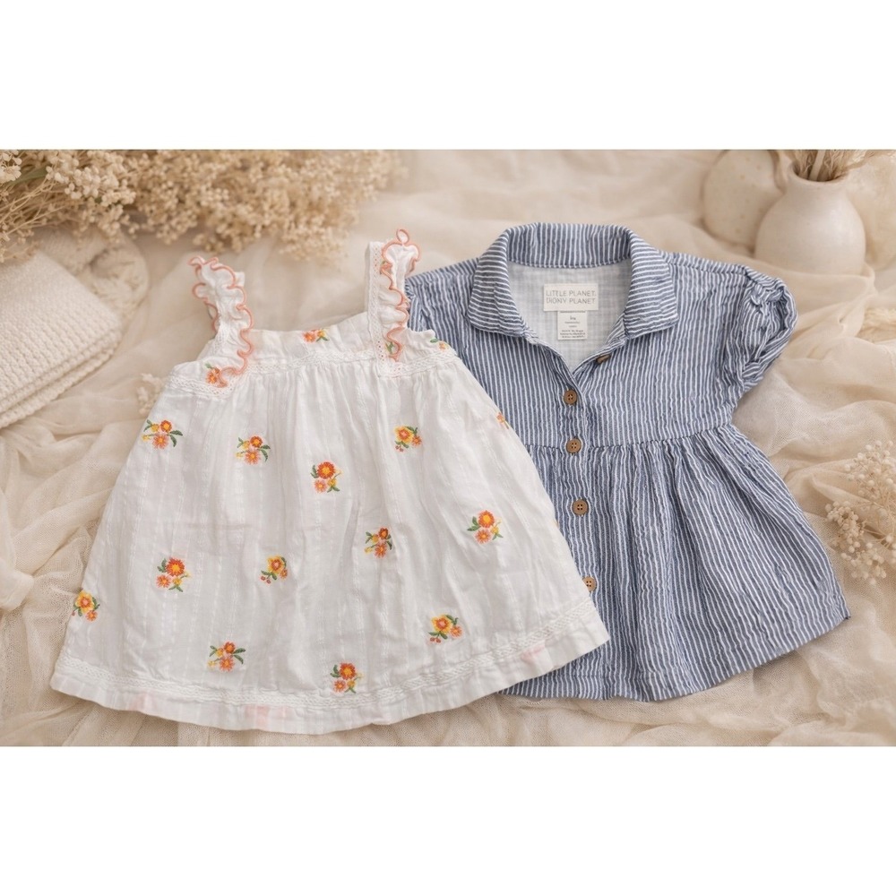 Little Planet Carter's Baby‎ Girl Dress Bundle 3M 3-6M Organic Floral Cottage